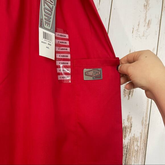 NWT Scrubzone Elastic Waist Scrub Pants. Size 4XL. Classic Red - Picture 4 of 8